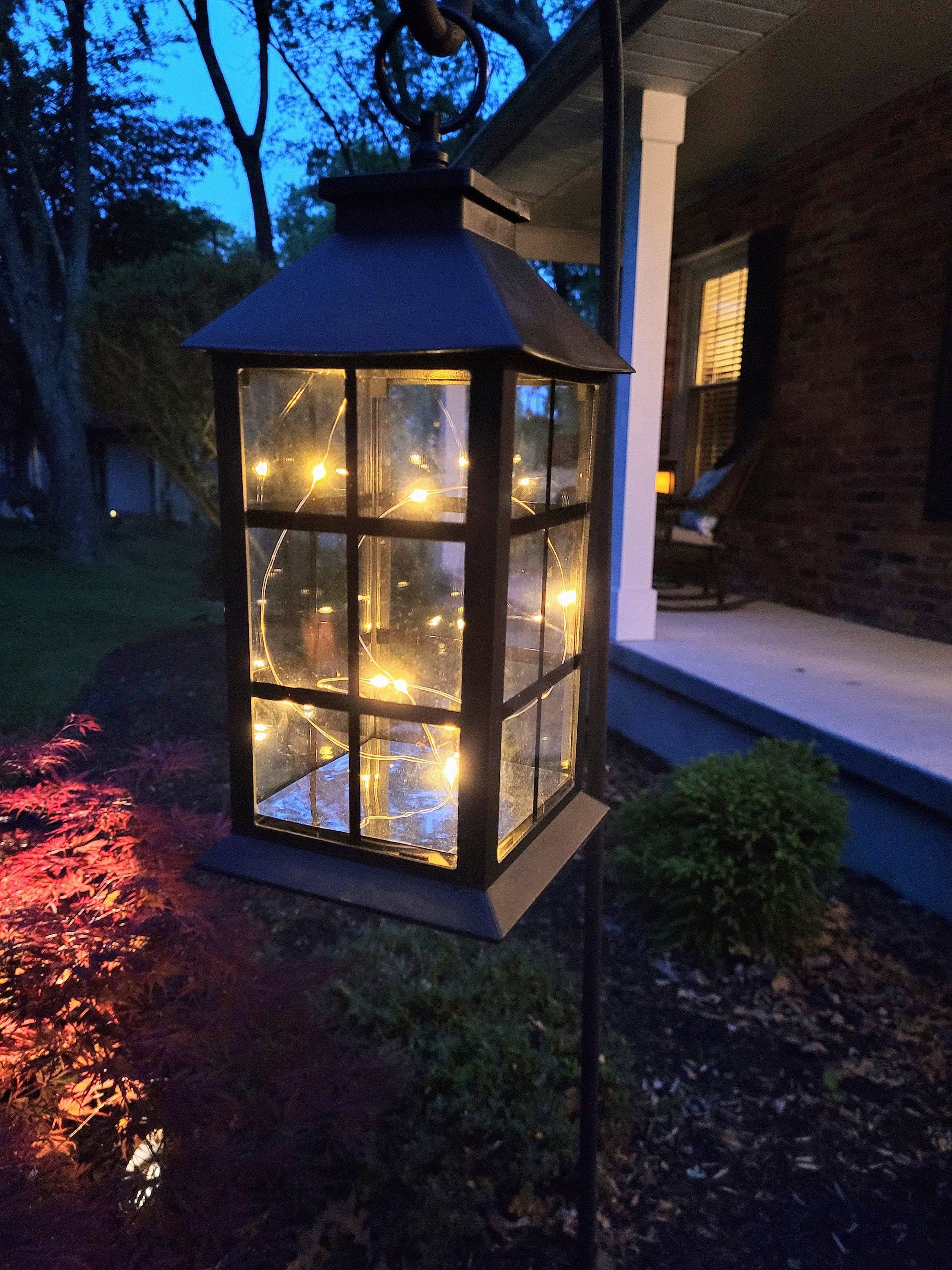 Green Pastures Wholesale - Wholesale Lantern - Lantern -12'' Hanging lantern with fairy lights/multi colors2