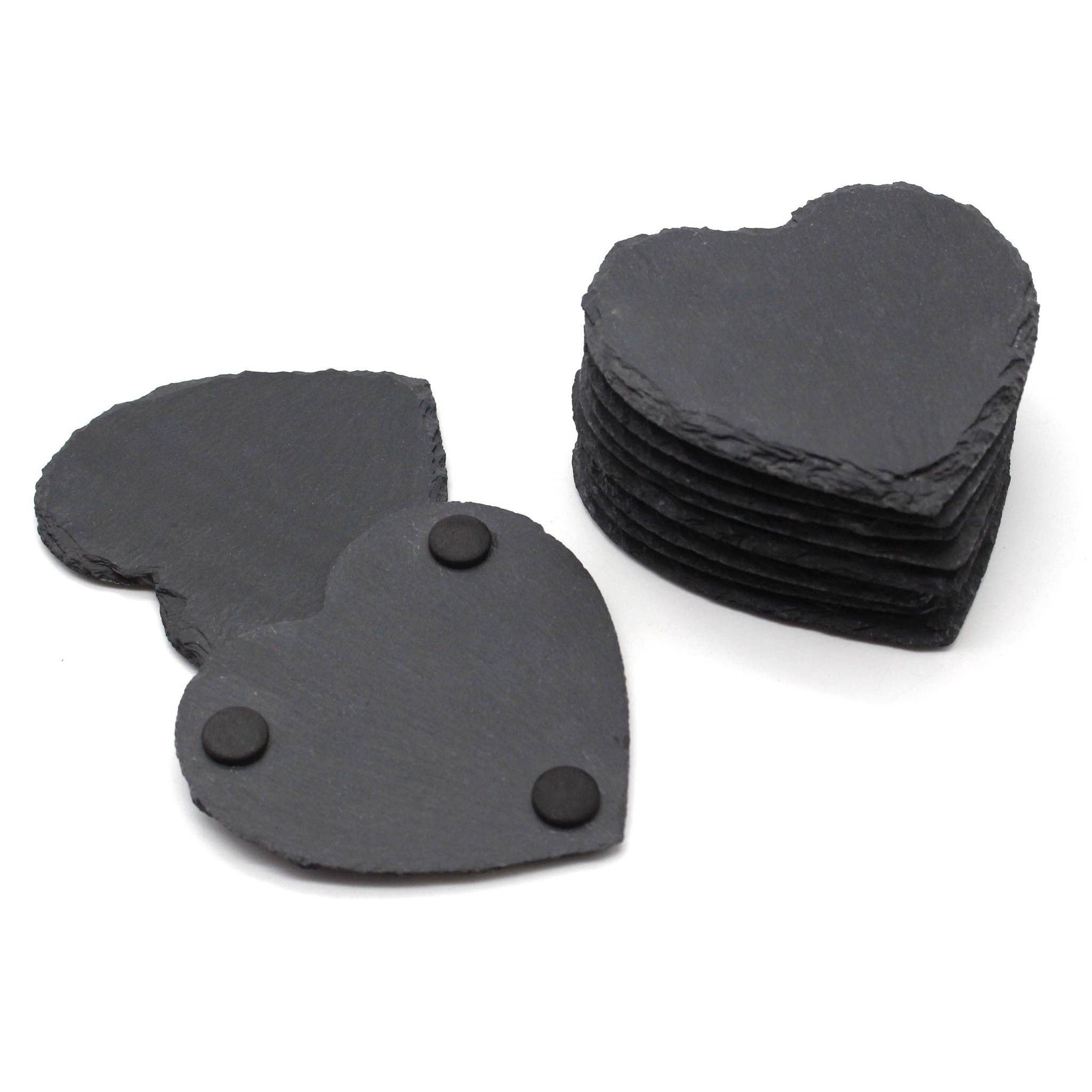 ELEGANT PRODUCTS UK LTD – Base de copos por atacado – Conjuntos de 50 Porta-copos de Ardósia em Coração Personalizados 11 cm1