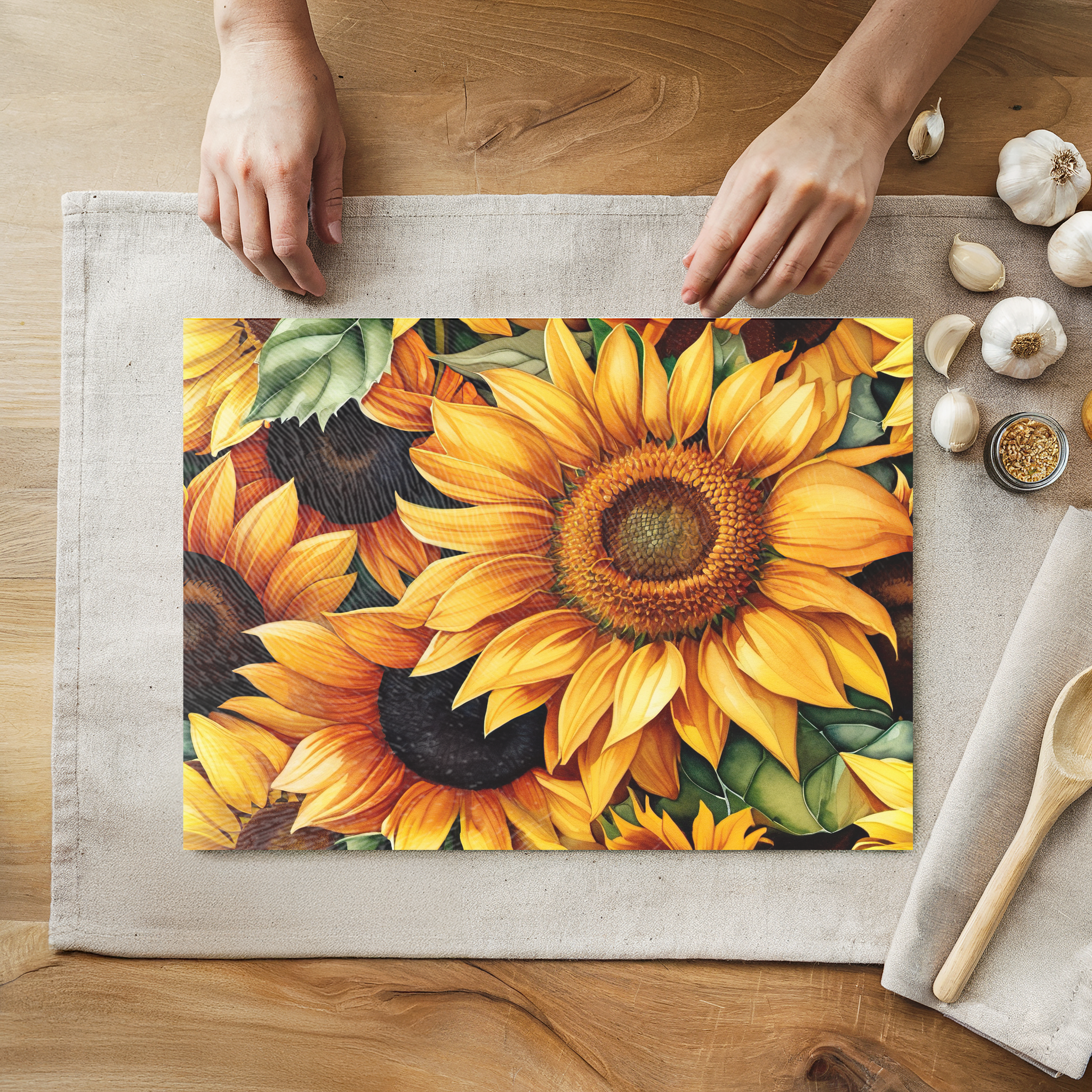 Fernville Creations - Wholesale Cutting Board - Tempered Glass Cutting Board: Sunflower Charcuterie Tray (2)2