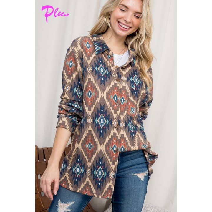 PLUS UNE VESTE BOUTONNÉE AZTÈQUE FLOUE pour la vente par 1clique co.