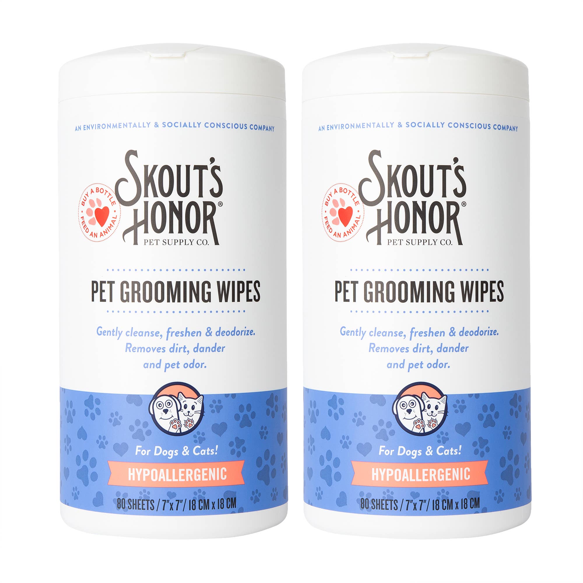 Pet Palette Distribution - Wholesale Pet Grooming Aid - Dog - Skout's Honor Pet Grooming Wipes for Dogs & Cats 80ct3