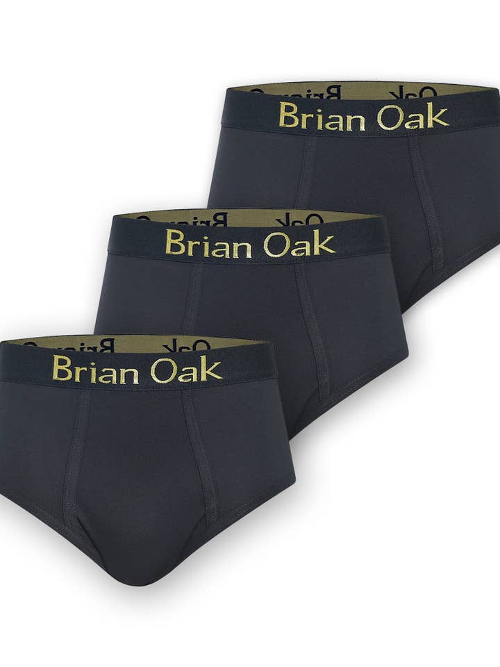 3er-Pack Herren-Slips in Schwarz für den Großhandel von Brian Oak Limited