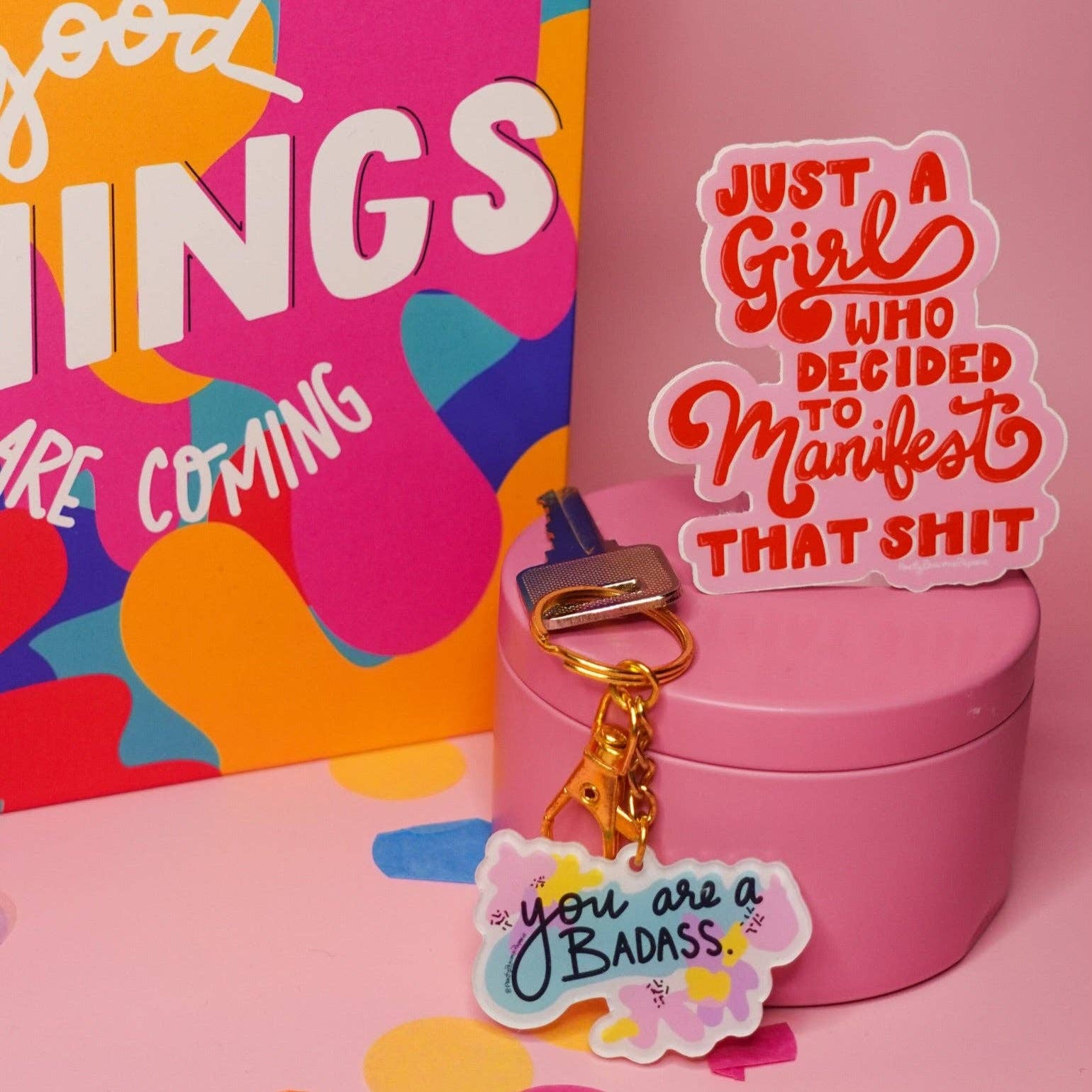 Pretty Peacock Paperie - Women's Empowerment - Wholesale Sticker - Just a Girl Who Decided to Manifest That Shit Sticker1