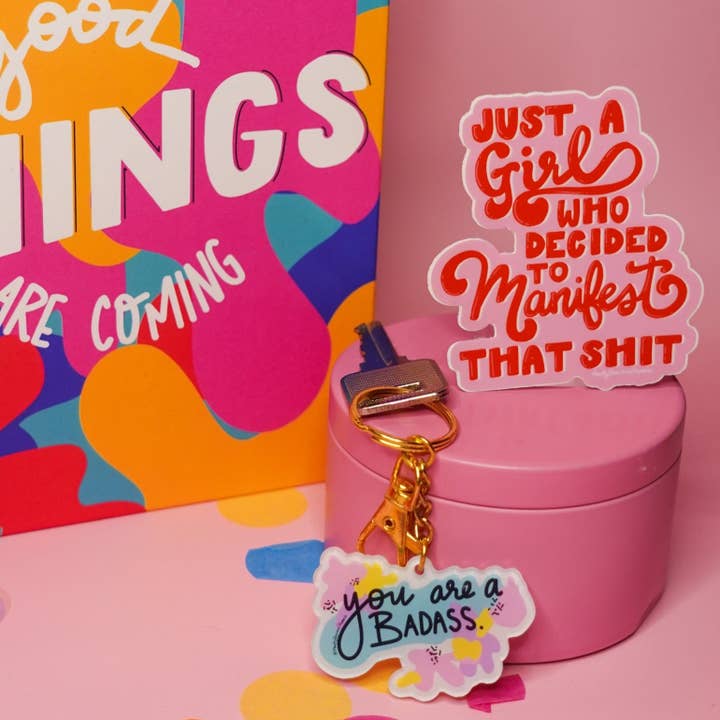 Pretty Peacock Paperie - Women's Empowerment - Wholesale Sticker - Just a Girl Who Decided to Manifest That Shit Sticker1