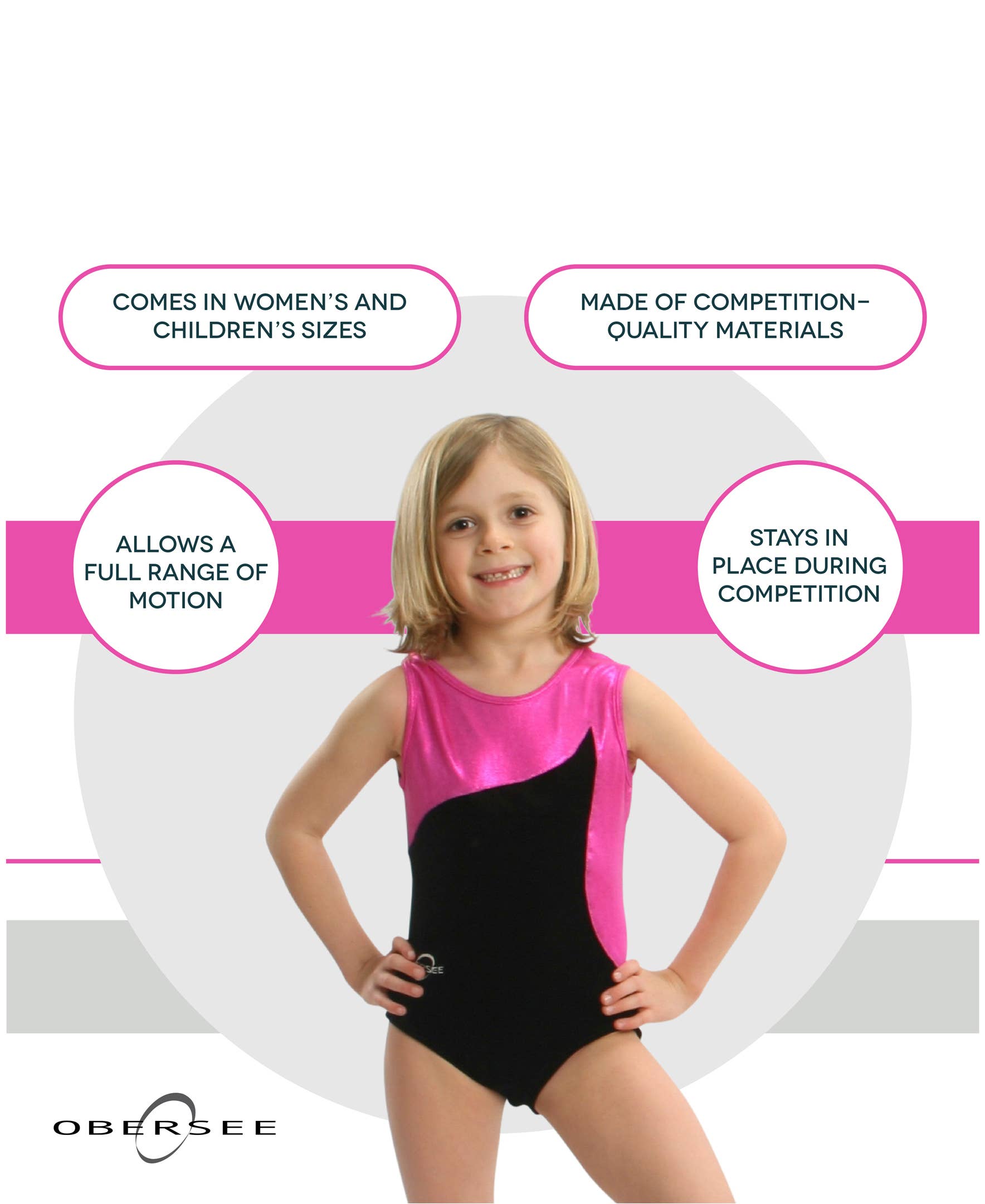 Obersee - Wholesale Leotard - Kids - Girl's Gymnastics Leotard - Pink Flow3