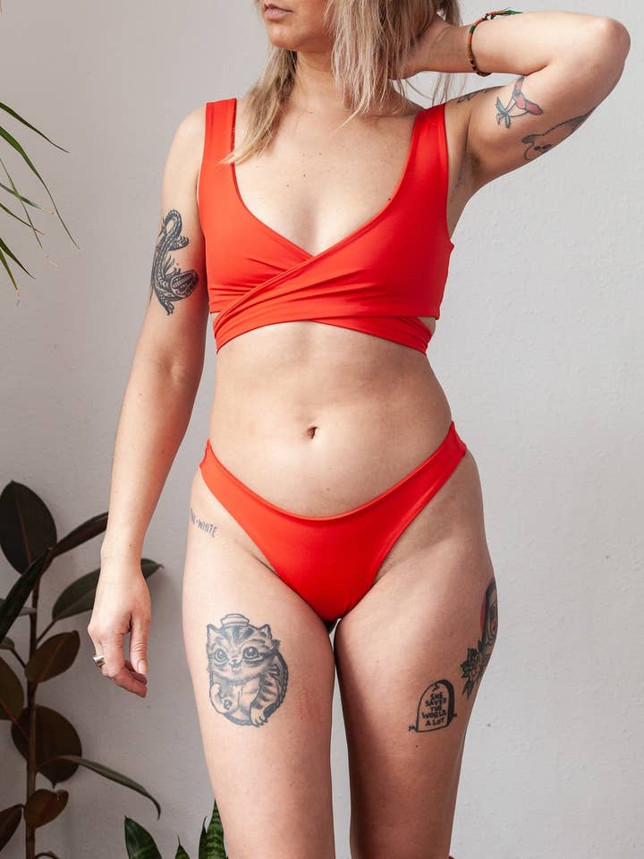 Recycled Marina Wrap Top | Habanero for wholesale by Ecomadix