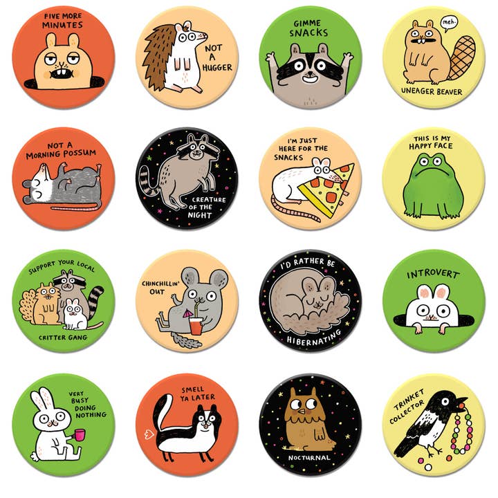 Badge Bomb - Wholesale Lapel pin/button - Critters 1.25" Button Box1