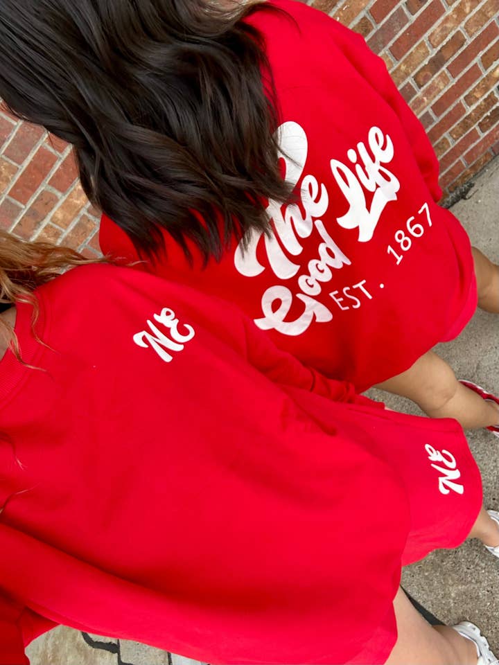 Red NE Good Life Core Sweatshirt for wholesale on Faire3