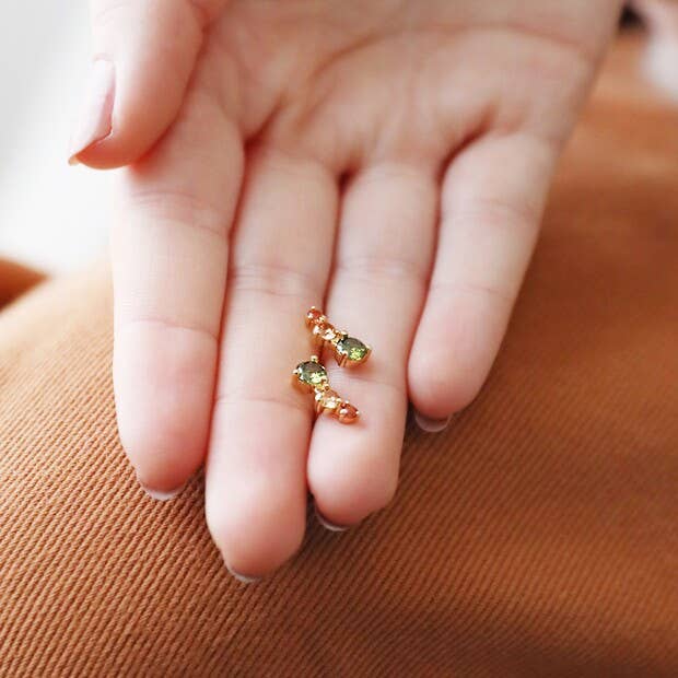 Lisa Angel - Wholesale Stud/Post Earrings - Triple Crystal Stud Earrings in Gold2