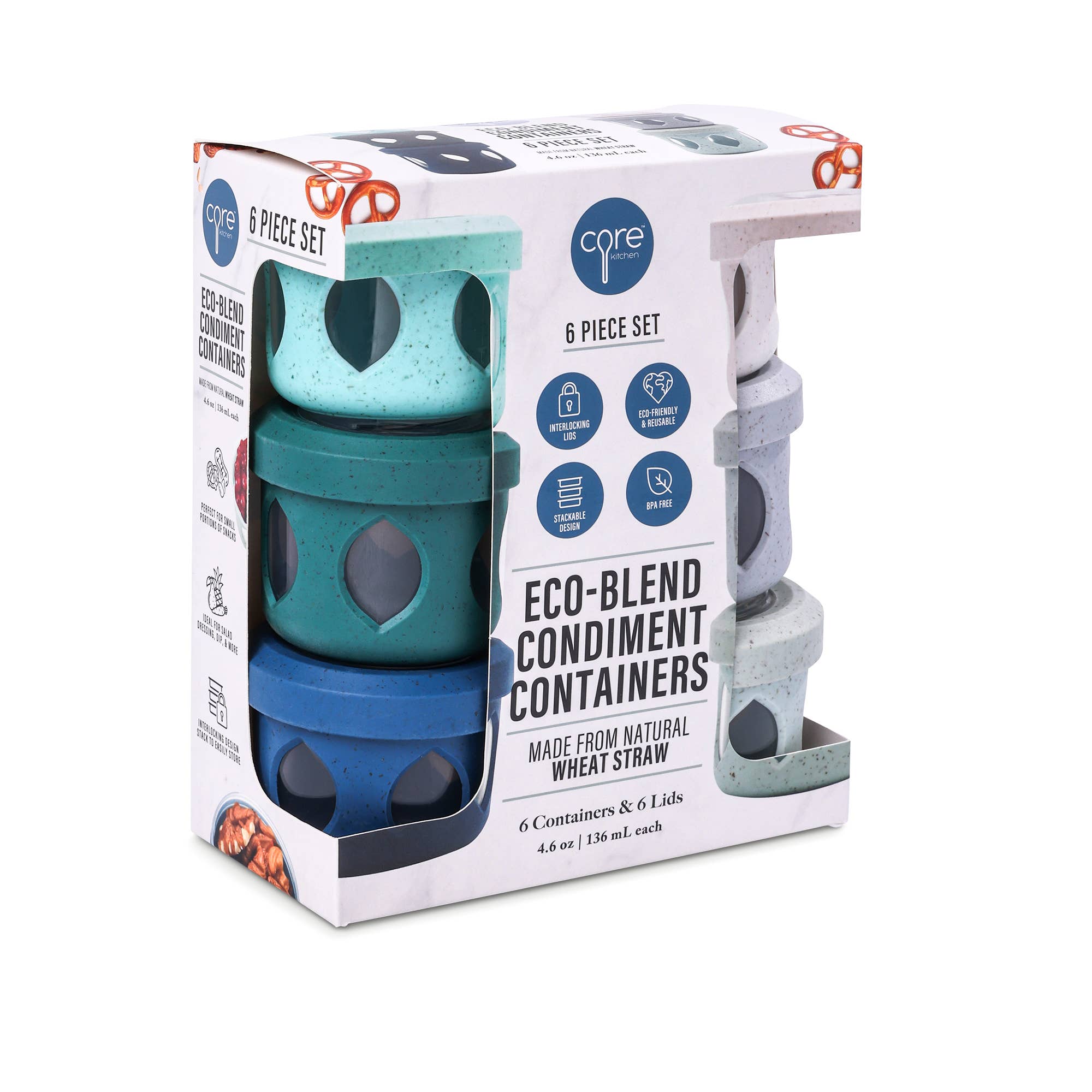 Core Home - Wholesale Condiment/Dip Bowl - 6pk 4.6oz Eco-Blend Condiment w/ Sleeve - Beach House 62