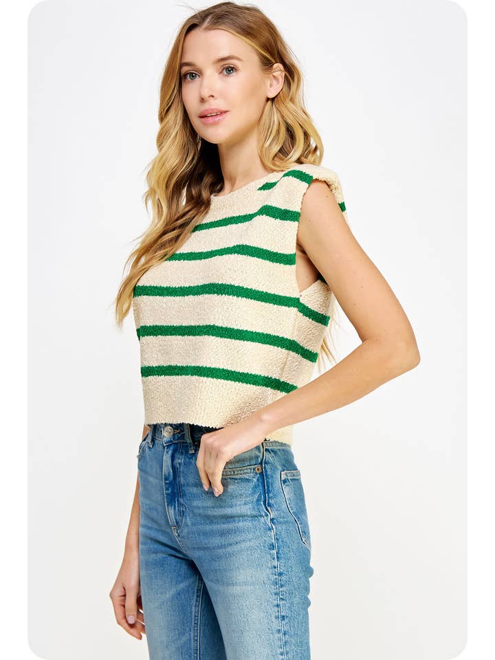 Strut & Bolt - Wholesale Tank Top - Women's - Shoulder Pad Sleeveless Textured Striped Knit Top10