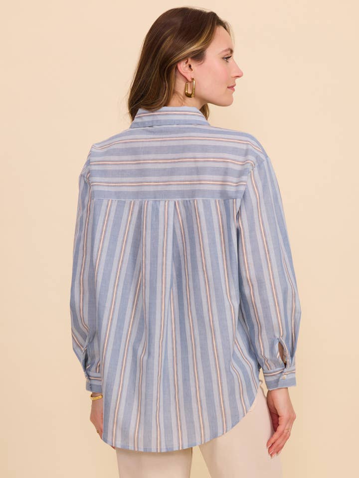 KY CREATION PARIS - Wholesale Button Down Shirt - Women's - Striped shirt with embroidered pocket13