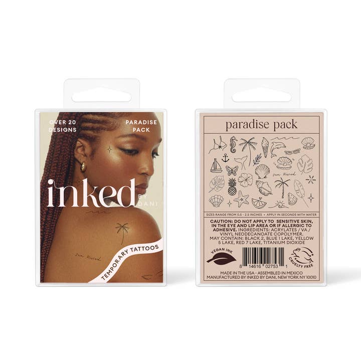 Paradise Temporary Tattoo Pack for wholesale by INKED by Dani