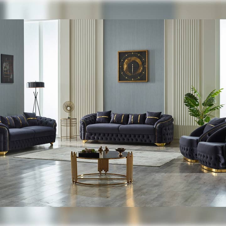 Salon Stationnaire Arizona (2 Canapés & 2 Fauteuils) Anthracite pour la vente par Furnia group corporation