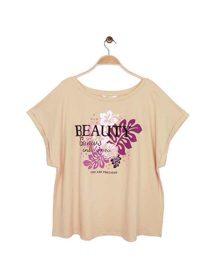 Attrait Paris - Wholesale Screen Printed T-Shirt - Women's - Printed cotton T-shirt You are precious Plus size