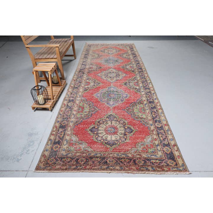 4,7x13,9 ft Teppich, Vintage Türkischer Teppich, Rosa Pflanzen & Bäume Teppich für den Großhandel von The Loom Wholesale