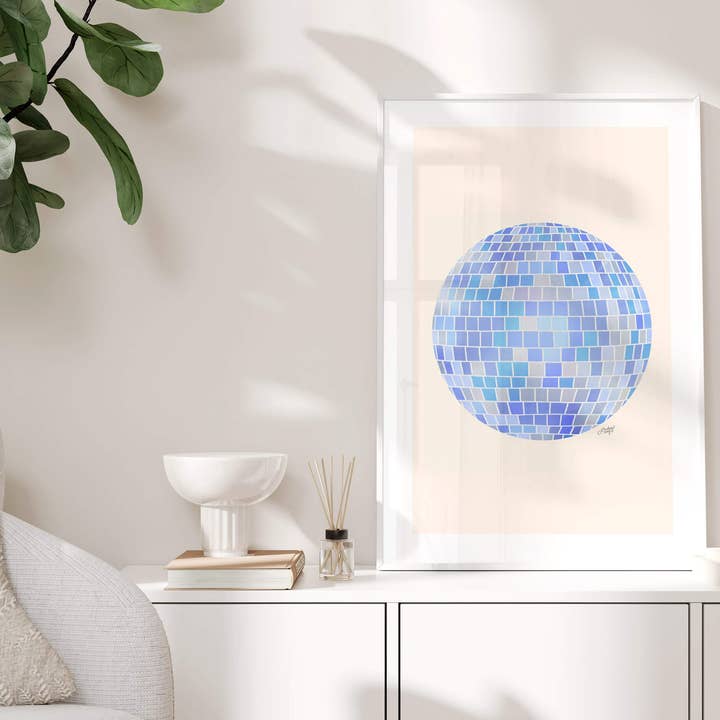 Lindsey Kay Collective - Wholesale Art Print - Disco Balls Illustration (Blue Palette) - Art Print2