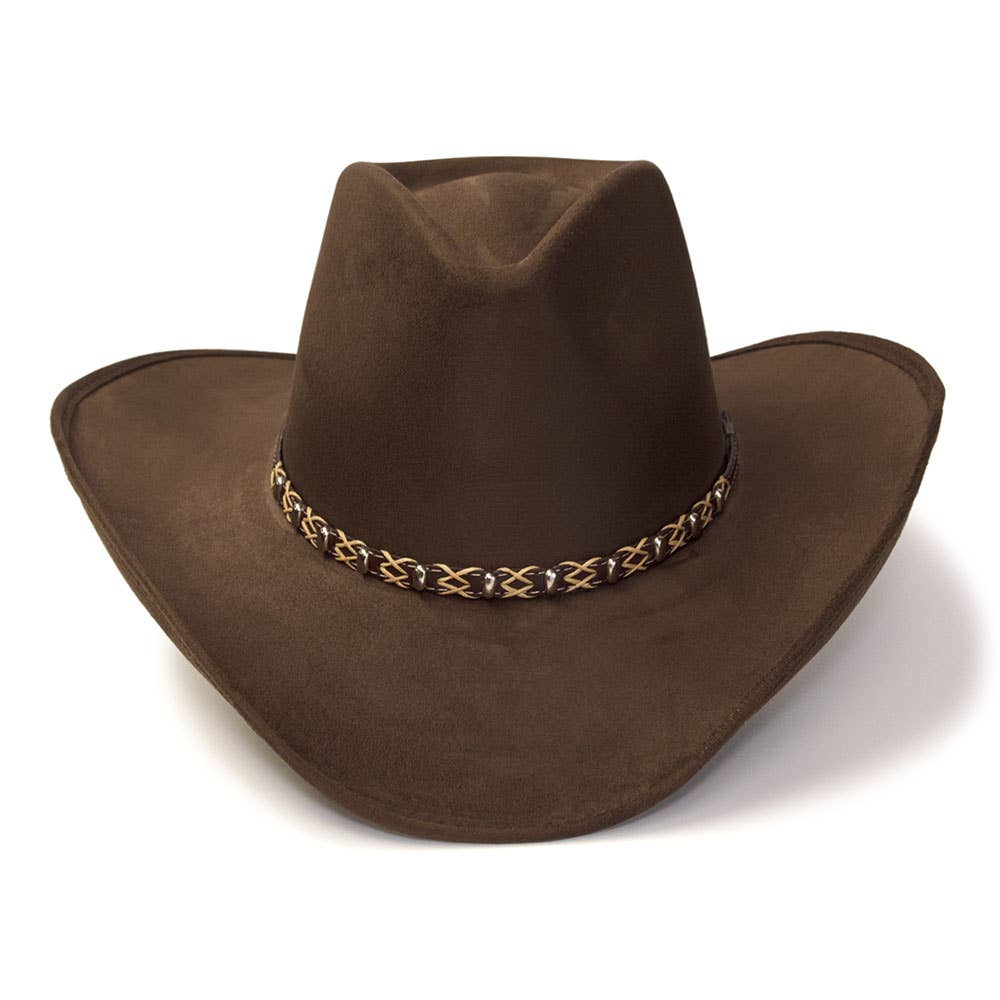 Western Express - Vendita all'ingrosso Cappello da cowboy - Unisex - Cappello Western in Camoscio con Fronte a Pizzico e Fascia con Perline3