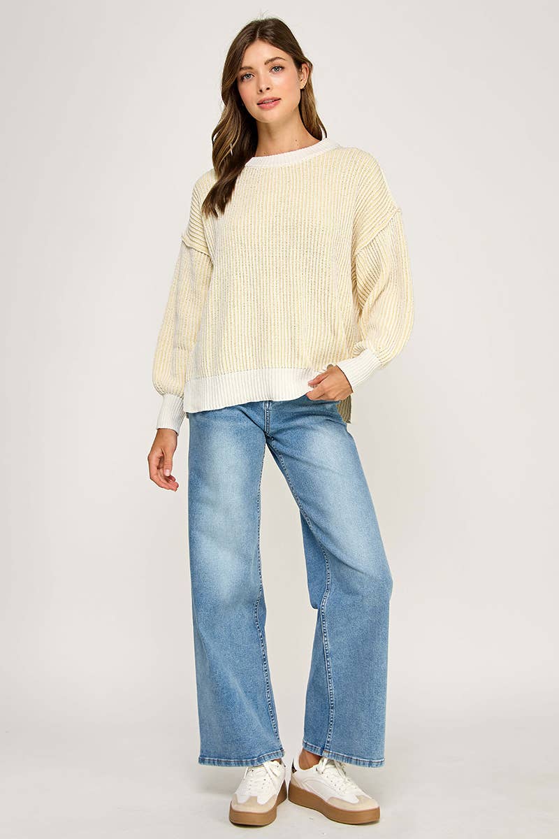 Miss Love - Wholesale Knit Sweater - Women's - Super Soft Strip Sweater34