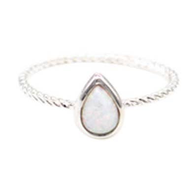 6mm Med Teardrop Resin Opal ring SZ9 Hvid for engroshandel hos Fabienne