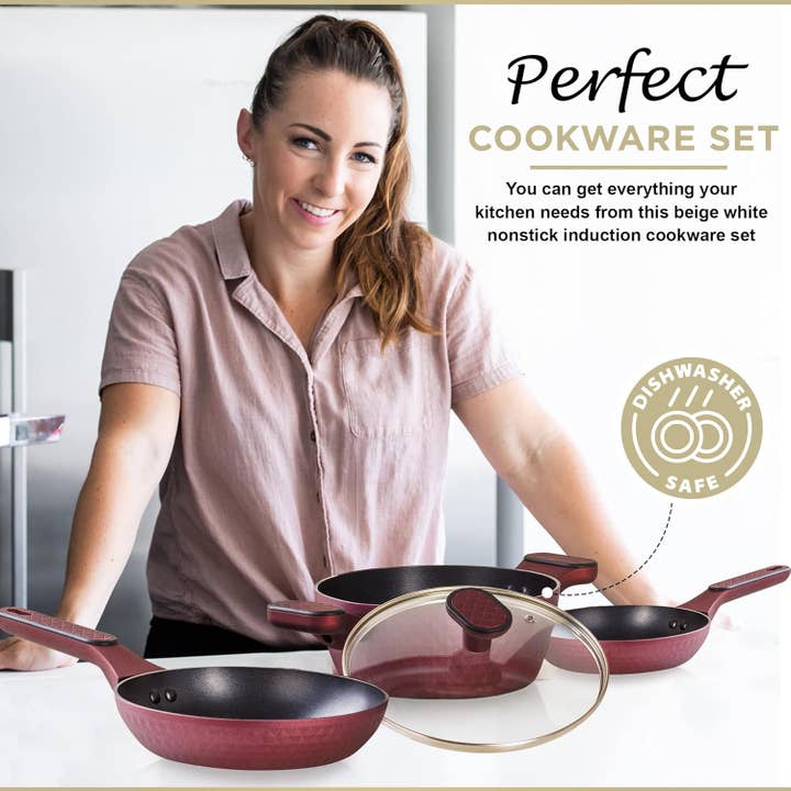 Moss & Stone - Wholesale Cookware set - 4 Piece Nonstick Cookware Set, Small Pots And Pans Set Non stick With Glass Lid, Induction Cookware, Stay Cool Handle, PTFE/PFOA, Kitchen Cookware 4-Piece with Frying Pans Set & Saucepan6