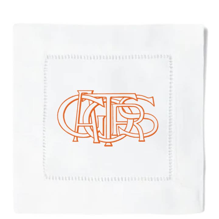 Gators Interlocking Cocktail Napkins for wholesale by Blythe Embroidery Co.