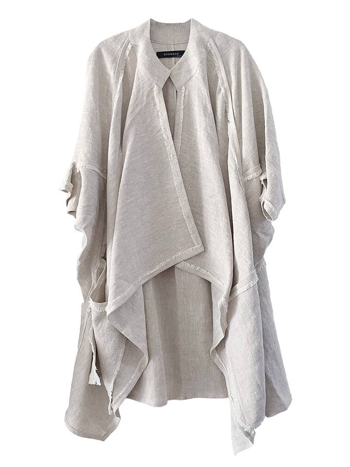 Cardigan de linho com franja artesanal por atacado de EUNJUKOH