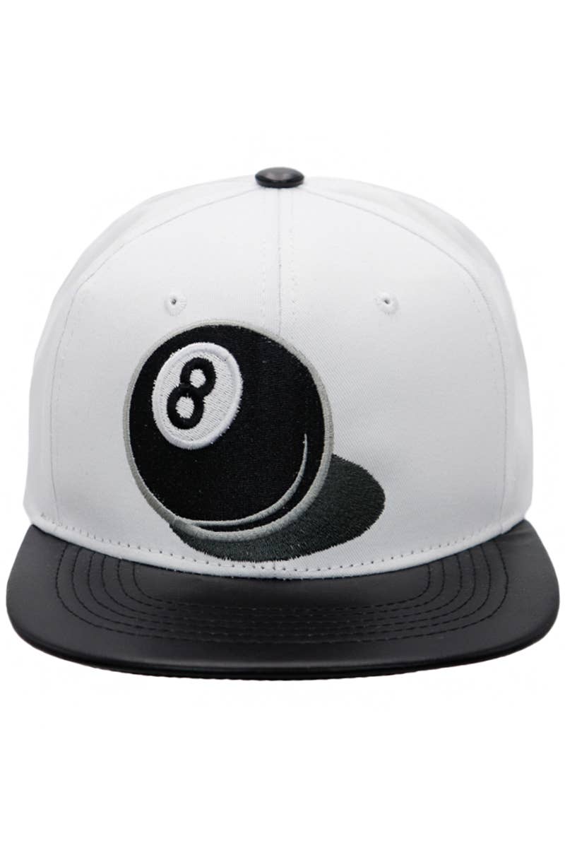 Cap Zone - Wholesale Flat Brim Cap - Men's - Pool 8 Ball  PU Leather Bill Cotton Six Panel Snapback4