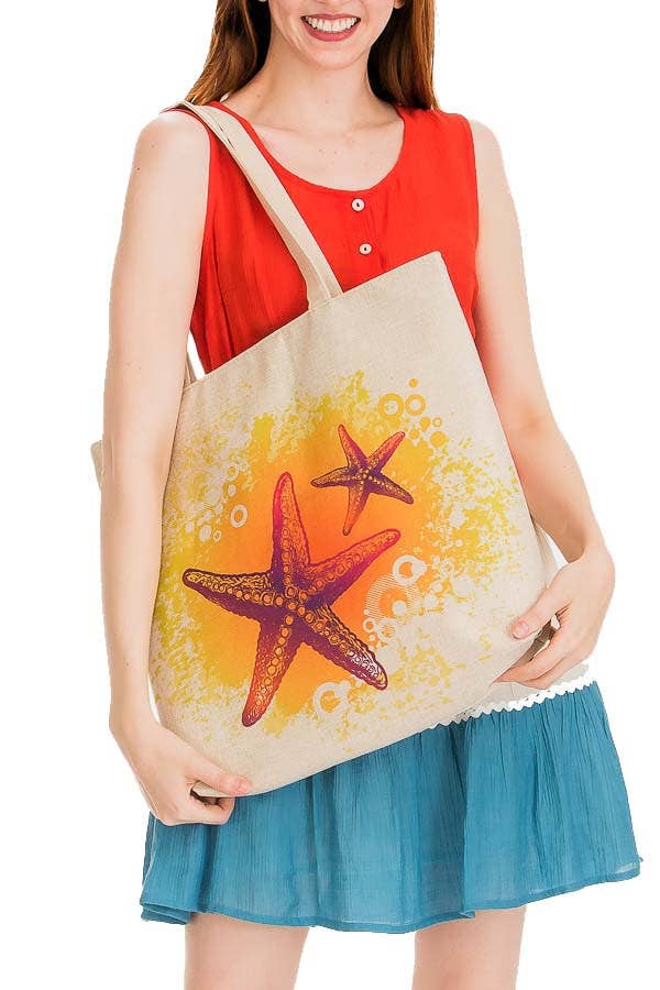 Cap Zone - Wholesale Tote Bag - Women's - Stylish Star Fish Print  Tote Bag2
