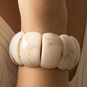 JOSSLYN by wall to wall - Wholesale Beaded Bracelet - Color-Block Acrylic Stretch Cord Bracelet | 40B51958