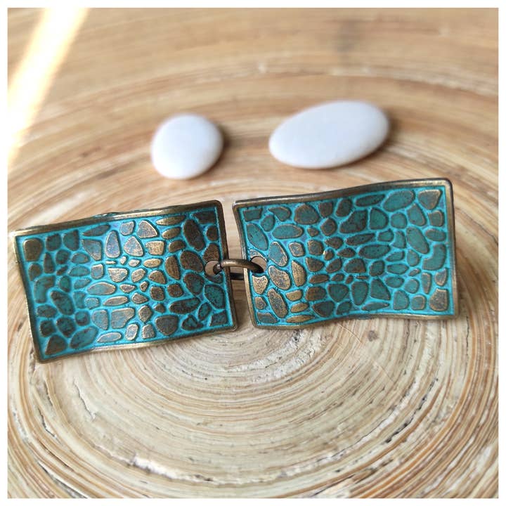 patinated copper brooch, kimono closure, clips for wholesale by Cristina SJ creative shop