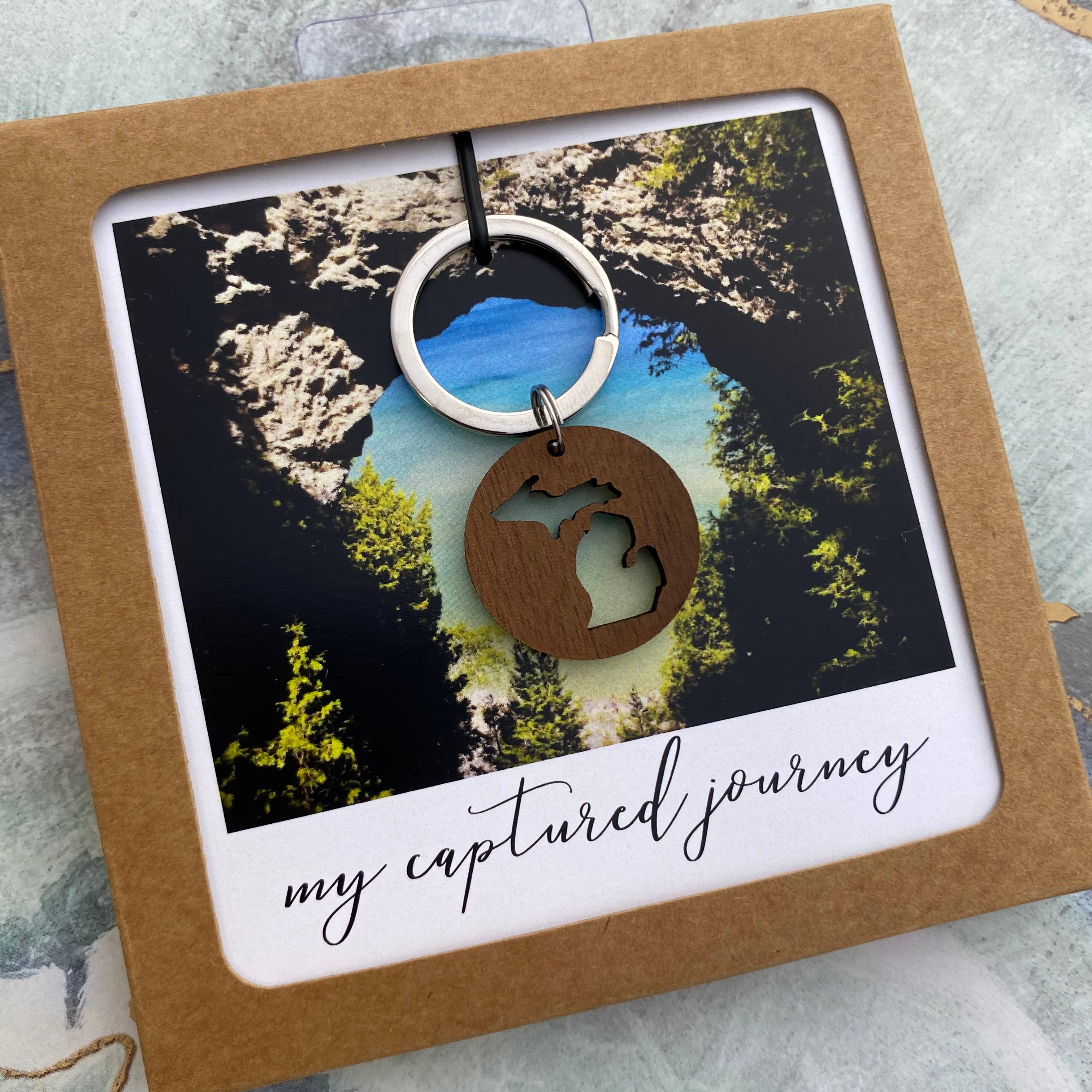 My Captured Journey - Wholesale Keychain - Unisex - Hardwood Michigan Cutout Keychain2