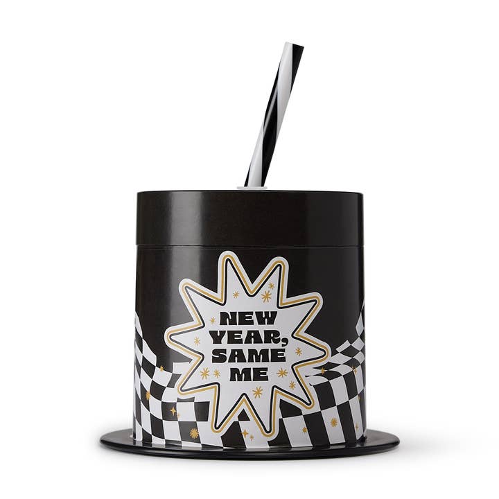 New Year, Same Me Top Hat Sipper for wholesale by Packed Party