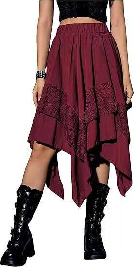 SALINA TRADING INC - Wholesale Skirt - Women's - Women Gothic Punk Lace Stitching Halloween Skirt2