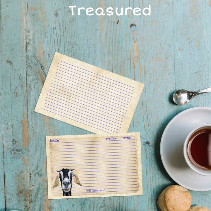 Julie Townsend Studio - Wholesale Recipe Card - Recipe Cards - Set of 12 Adorable Goat Recipe Cards - 1103