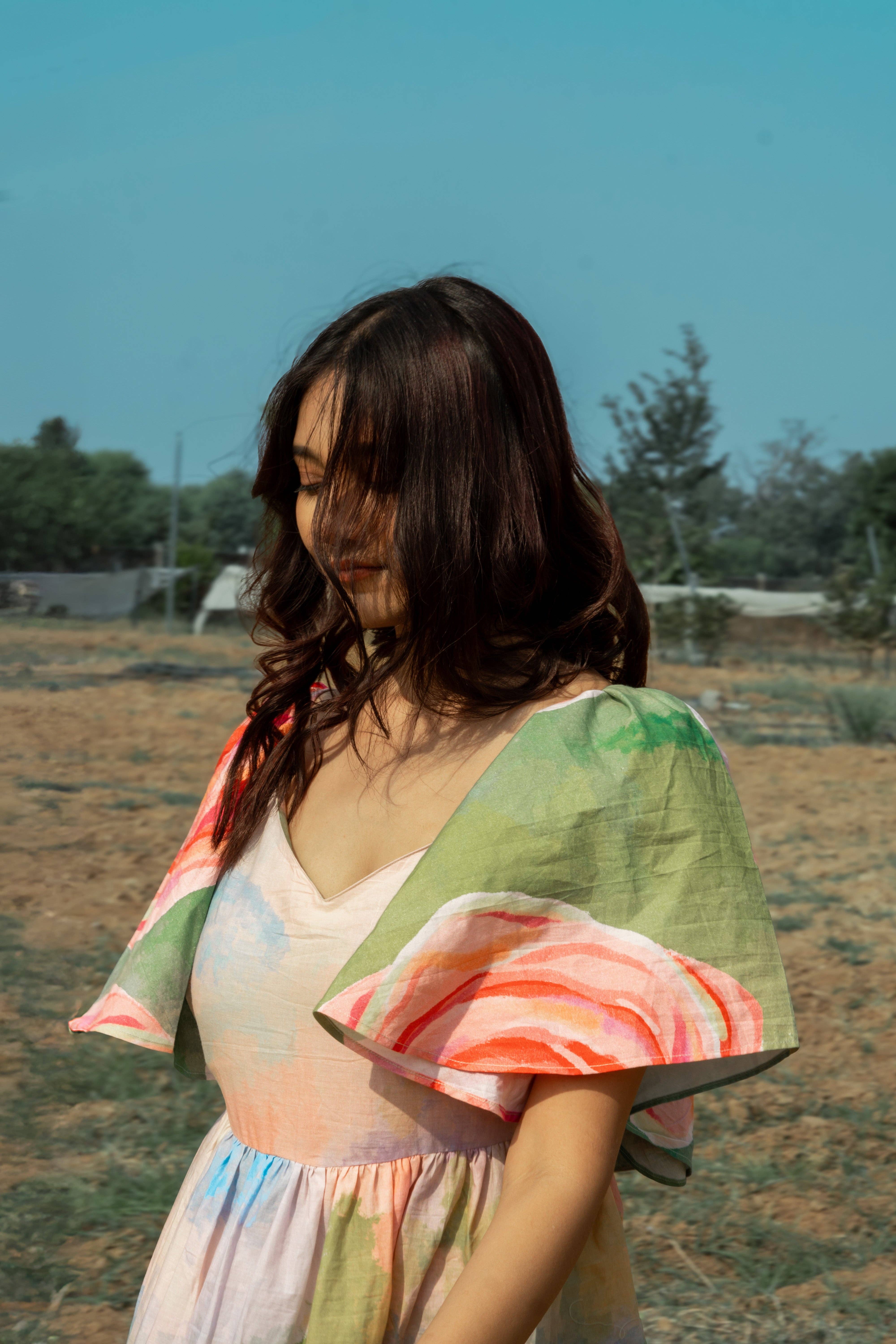 Green And Multi Crafted Bella Rose Dress for wholesale on Faire3