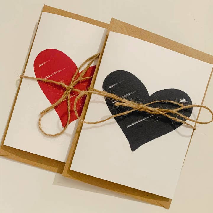 Black Or Red Heart Romantic Card for wholesale by Harmony Heaven Gifts