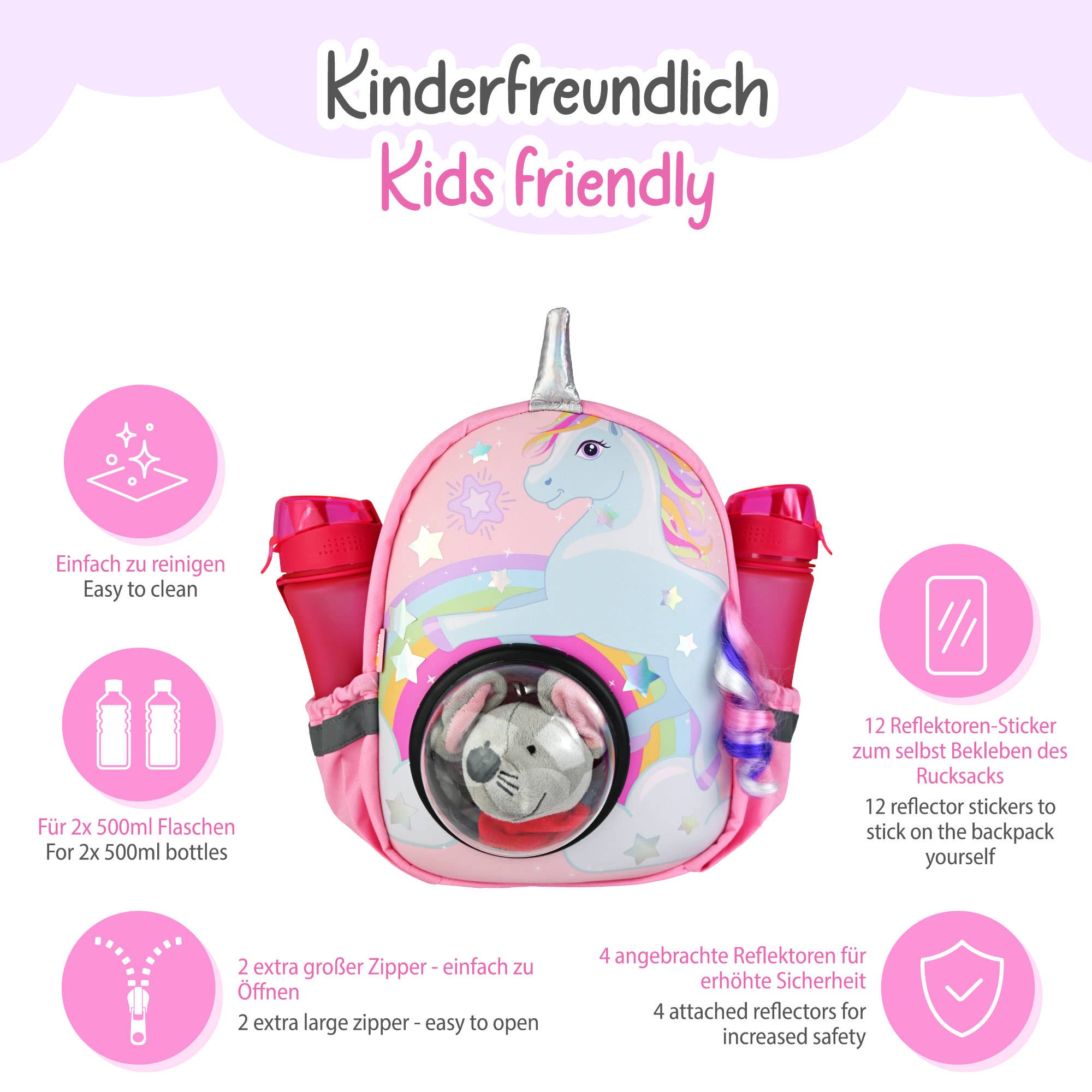 HECKBO - Wholesale Backpack - Kids - Children's unicorn backpack with viewing window3