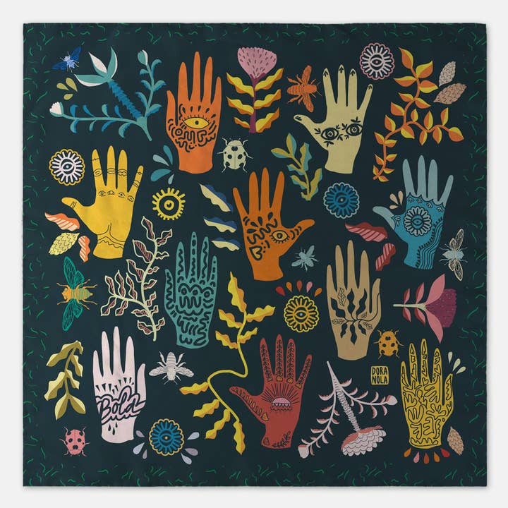 Manos Abajo Pañuelo de seda verde oscuro 90 para venta al por mayor de Dora Nola