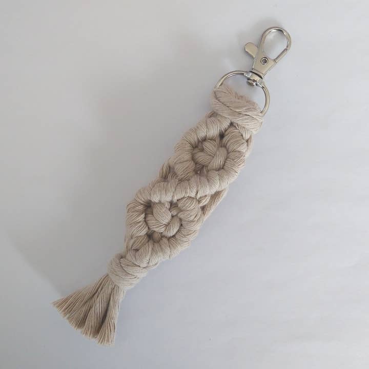 Macrame Keychain - Bag Charm - Moon for wholesale by Hedge Crafts By Kristina