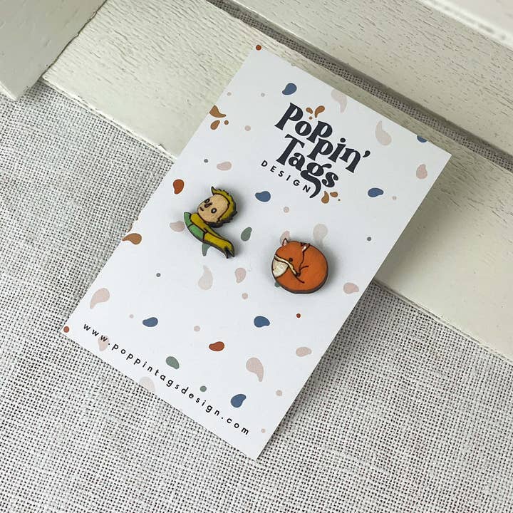 Wooden Earrings: Little Prince for wholesale by Poppin' Tags Design