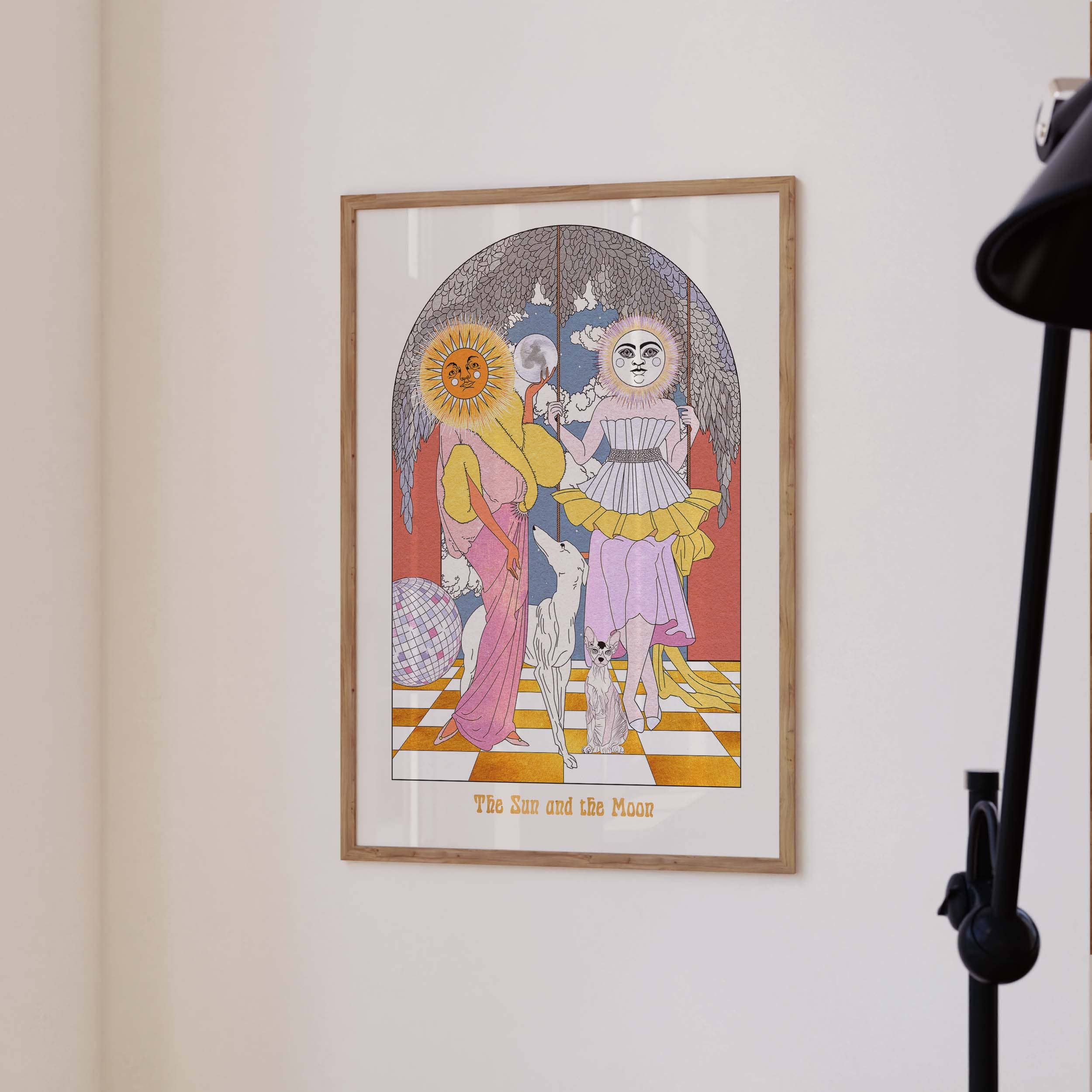 OMG Kitty – wholesale Art print – The Sun and the Moon Celestial Boho Style Tarot Art Print2