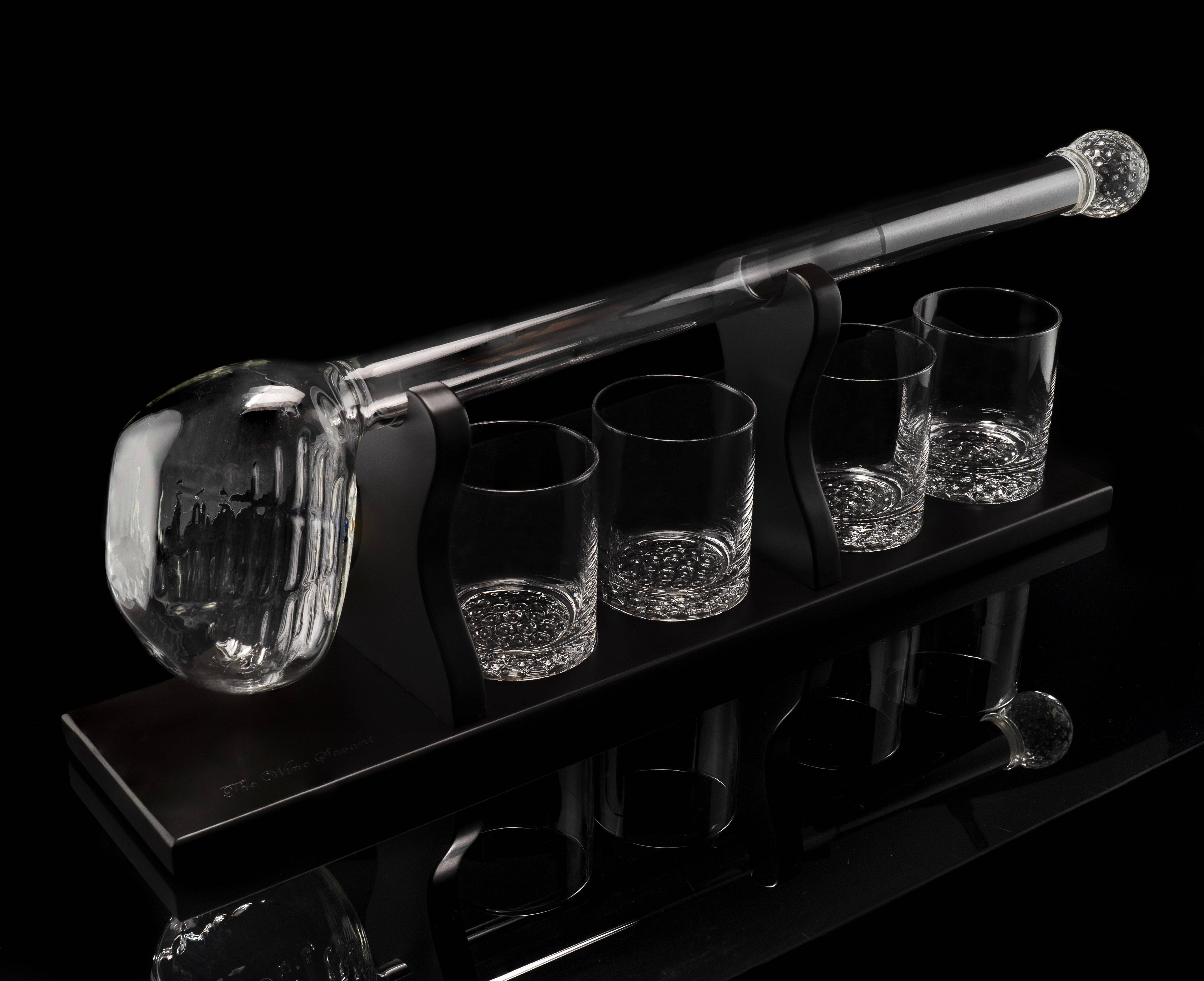 The Wine Savant /  Khen Glassware - Wholesale Cocktail/Liquor Glass - Golf Club Whiskey Decanter and 4 Liquor Glasses8