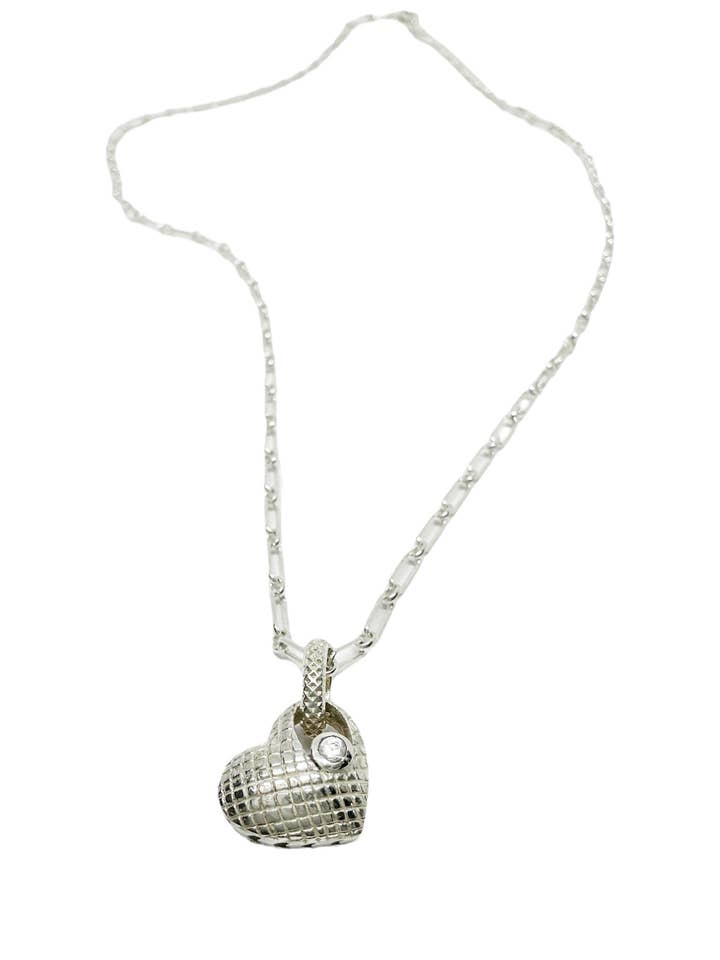 Heart necklace with cubic zirconia in sterling silver for wholesale by Jewellery Just For You