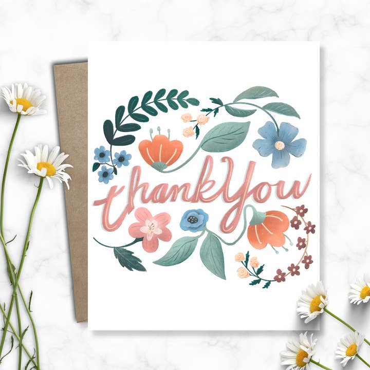 Carte de remerciement - Fleurs pour la vente par Katie Stack Illustrates