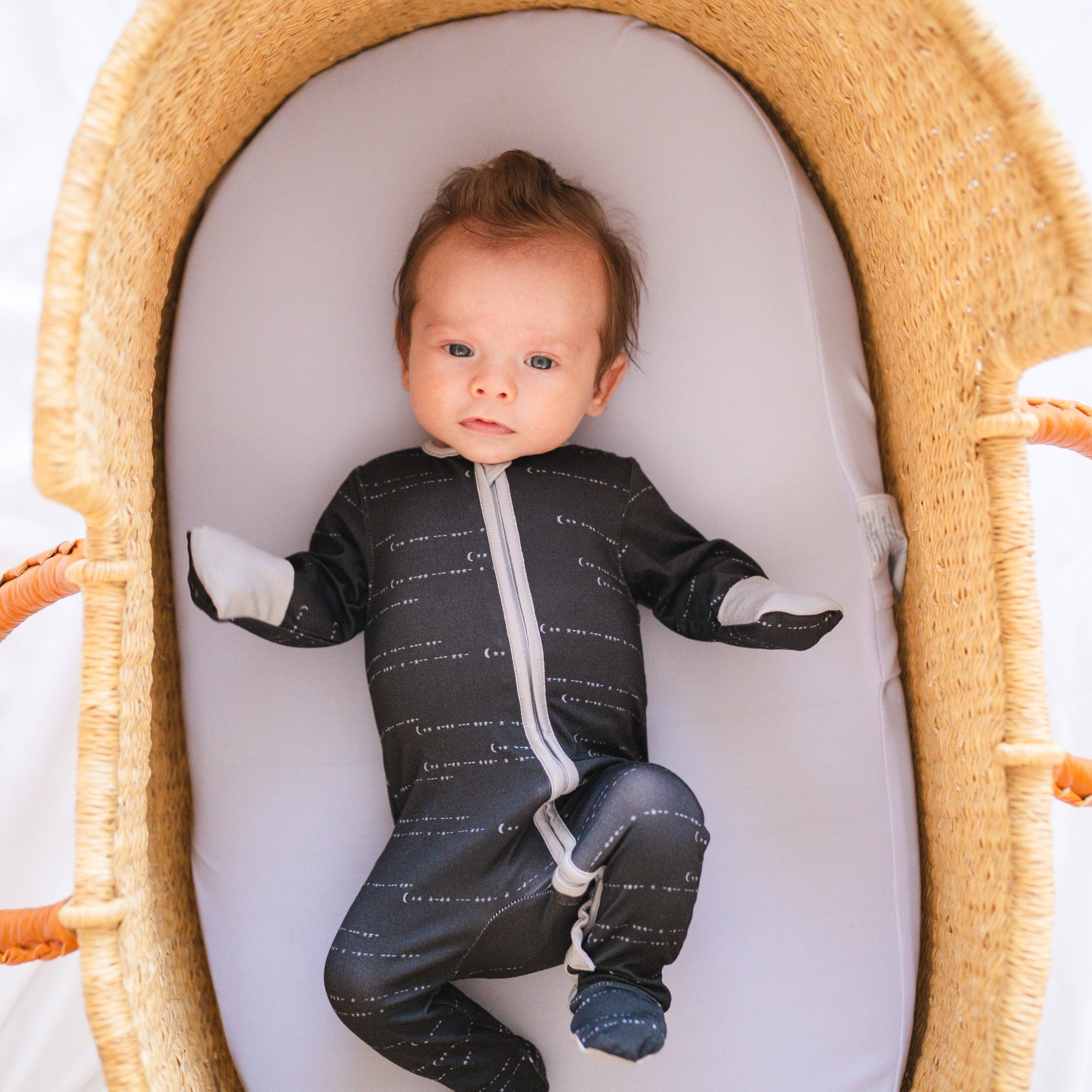 Will & Charlie Shop - Wholesale Sleepsuit - Baby - Love You To The Moon Bamboo Zipper Footie Baby Sleeper1