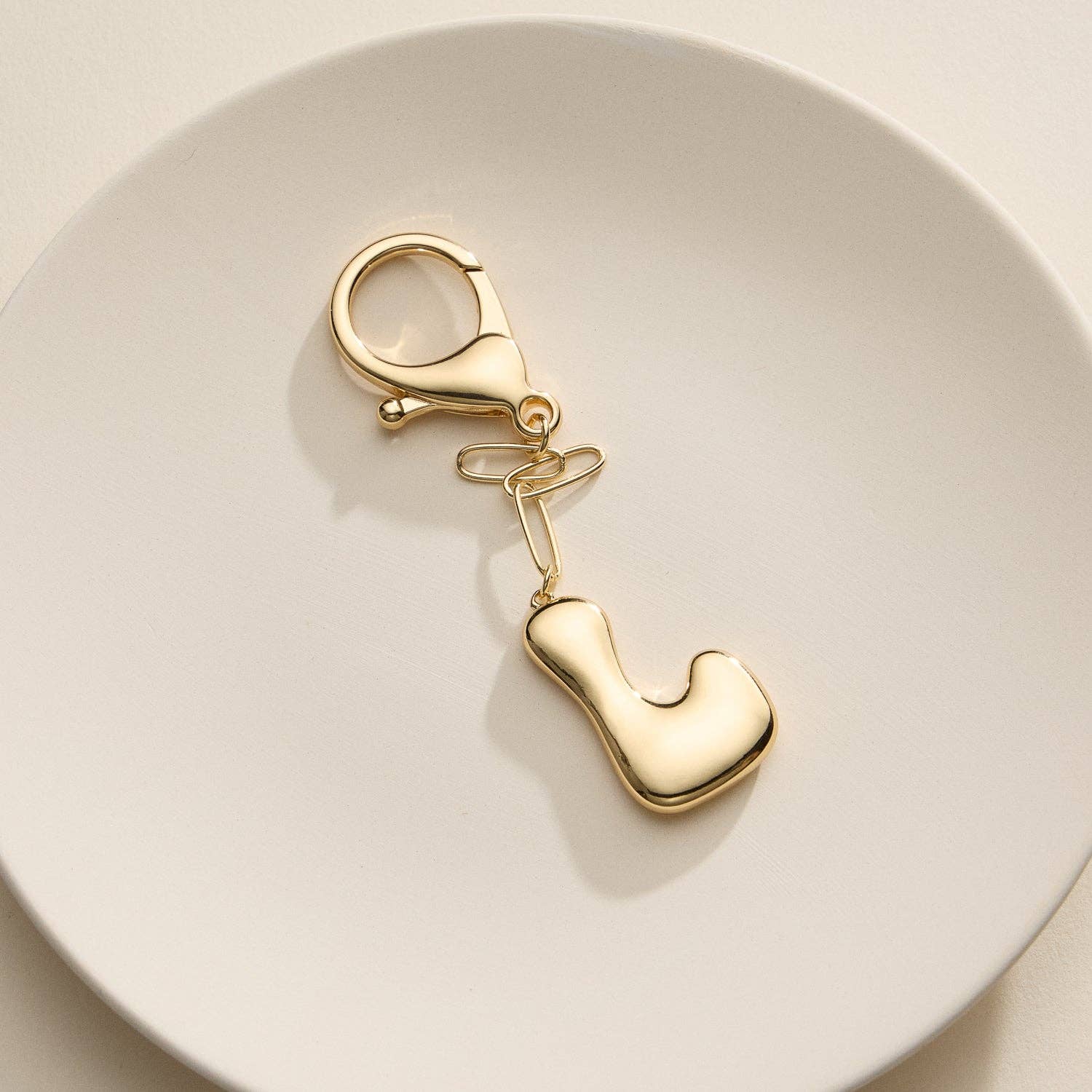 Lilla Haven - Wholesale Keychain - Women's - Bubble Letter Initial Keychain – Gold and Silver Tone Personalized Charm31