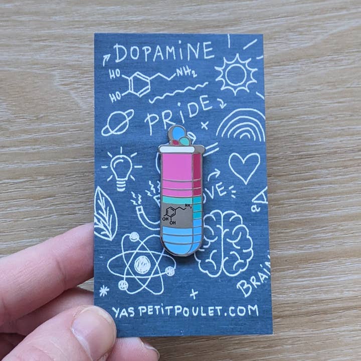 Dopamine polysexuelle | Badge en émail pour la vente par Yas Petit Poulet