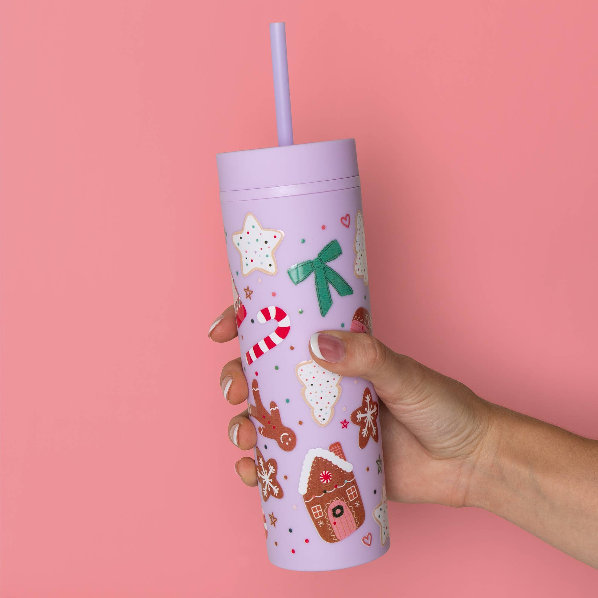 Callie Danielle - Vente Gourde/bouteille isotherme - Gobelet fin en acrylique de Noël avec biscuits de fête0