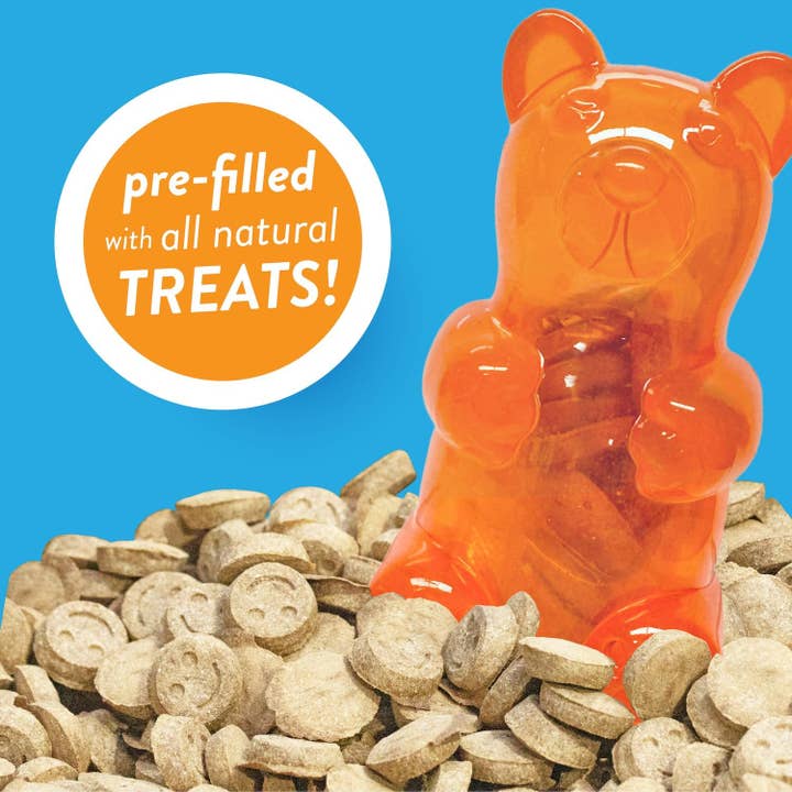 Elite Pet Distributors - Wholesale Pet Plush Toy - Dog - Spunky Pup Gummy Bear Interactive Dog Toy with Treats Included - Assorted Neon Colors- Medium1